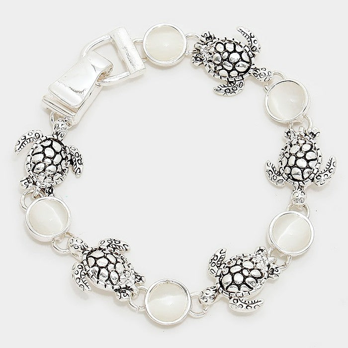 Shimmering White Turtle Bracelet