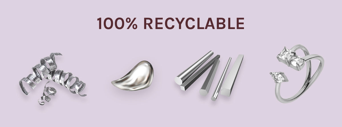 Nos bijoux sont fabriqués à partir d'acier inoxydable recyclé.
