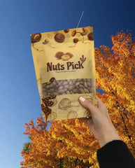 A bag of roasted and salted pistachio nuts