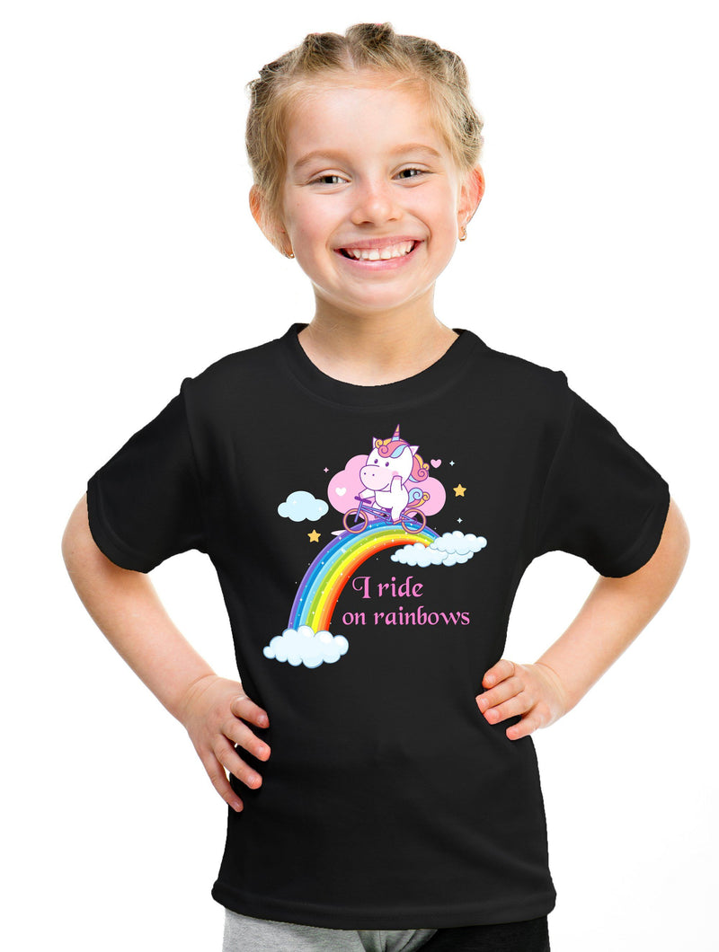 EFK - Ride on Rainbows (Black)-Printed T Shirt-ElegantFemme