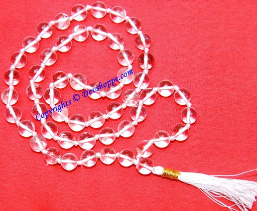 Crystal (Sphatik) mala of 54+1 beads , Premium quality beads 10 mm - Devshoppe