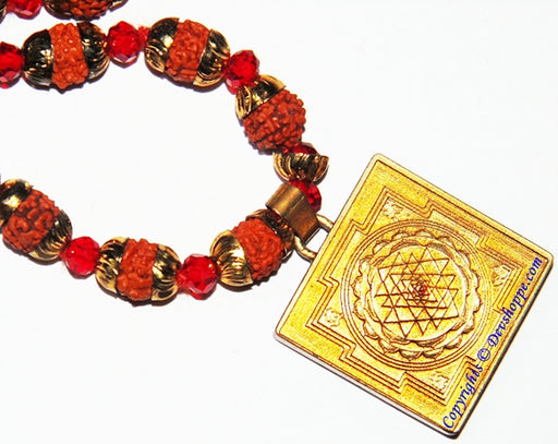 Brass Sri Yantra Necklace - Brass Necklaces, Hand Carved Brass