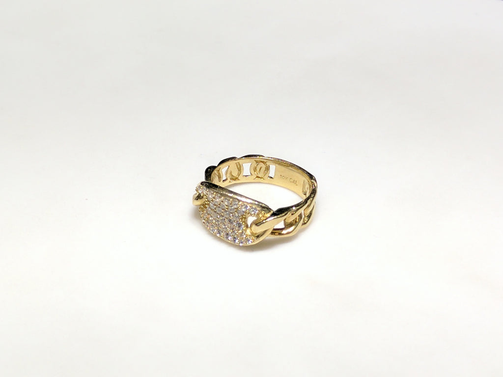 Iced Out Gucci Link Ring 10K– Popular Jewelry