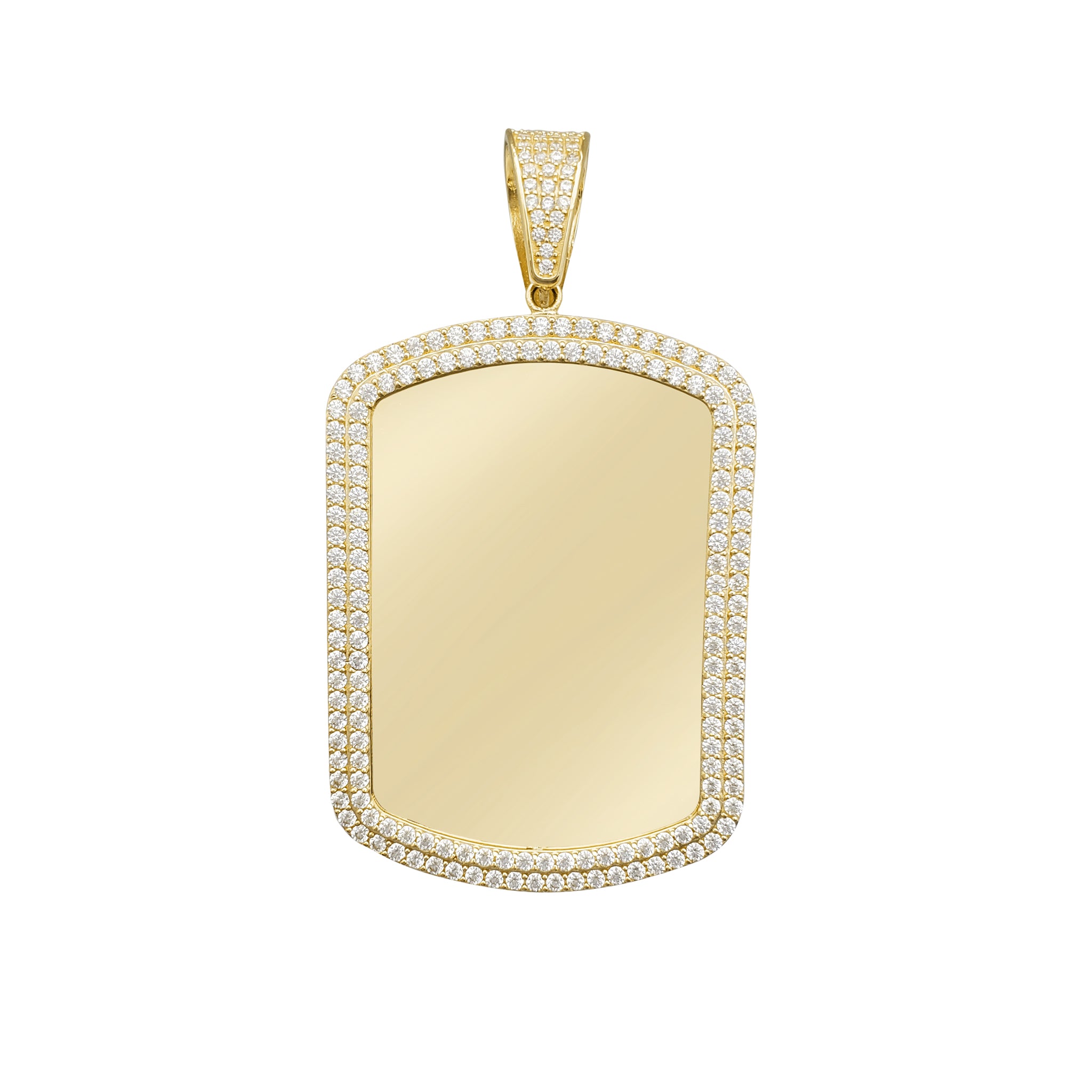 Zirconia 2-Row Rectangle Memorial Picture Pendant (14K)