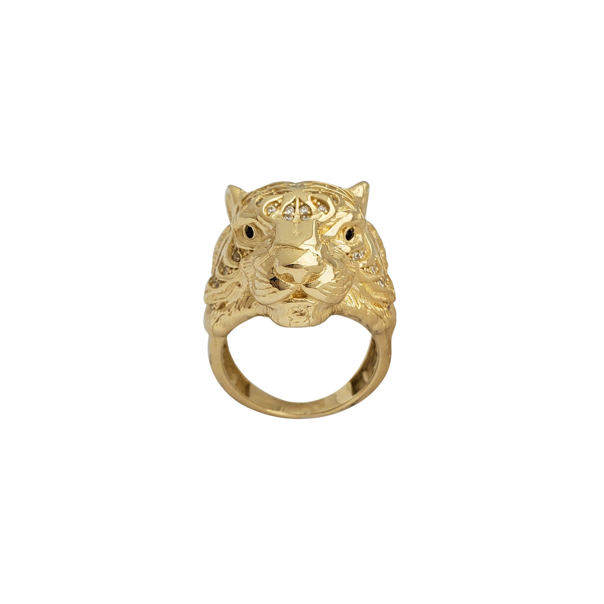 Zirconia Tiger Head Ring (14K)