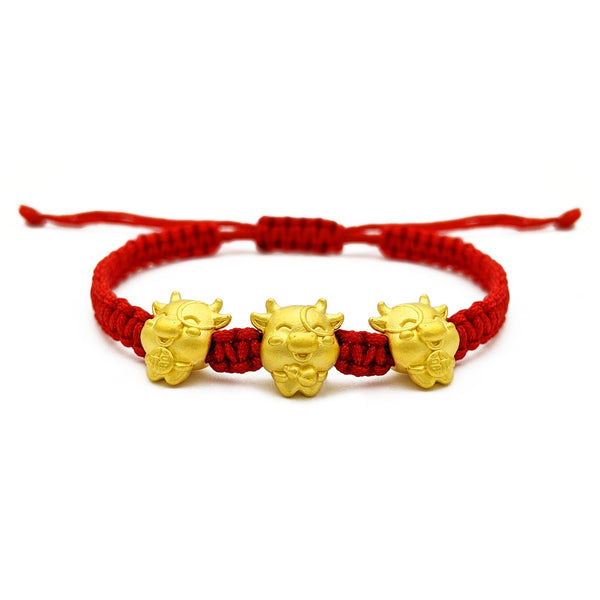 Lucky Ox with Beads Chinese Zodiac Red String Bracelet (24K) – Popular J