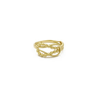Half-Beaded Love Knot Ring (14K) front - Popular Jewelry - New York
