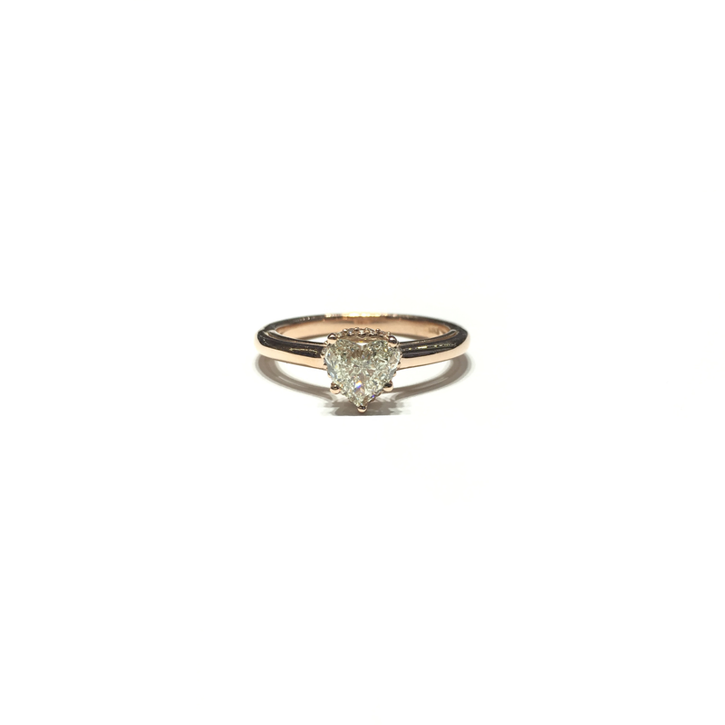Diamond Heart Engagement Ring (14K) front - Popular Jewelry - New York