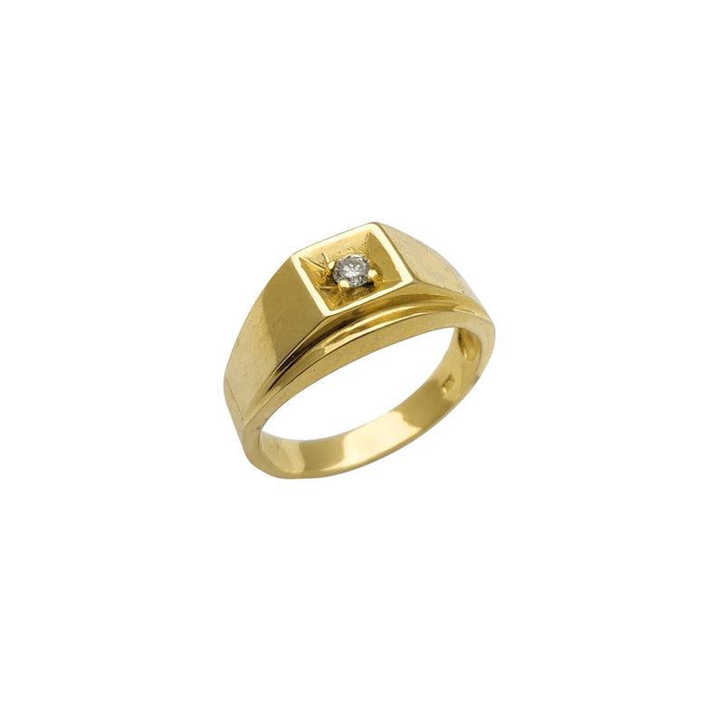 Diamond Polished Men's Signet Ring (14K) – Popular Jewelry