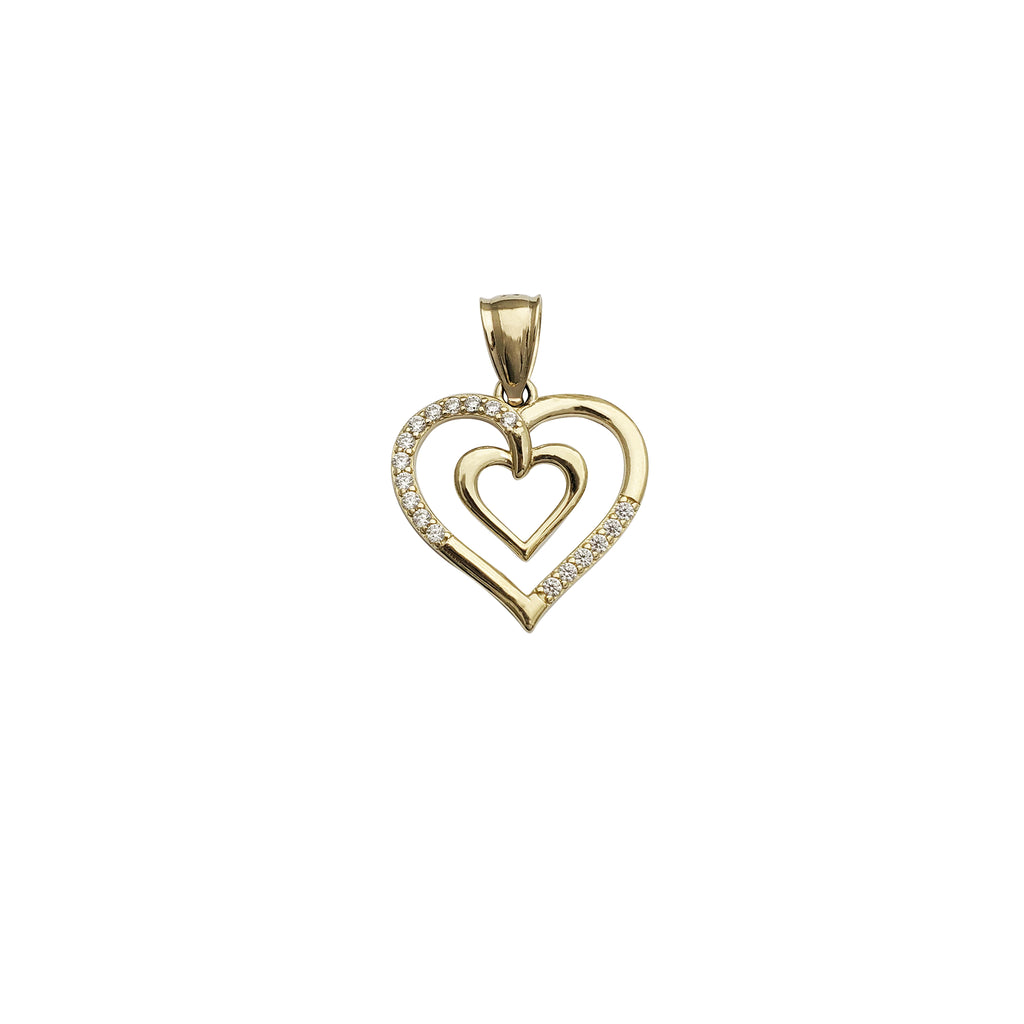 Sydän sydämessä CZ-riipus (14K) - Popular Jewelry