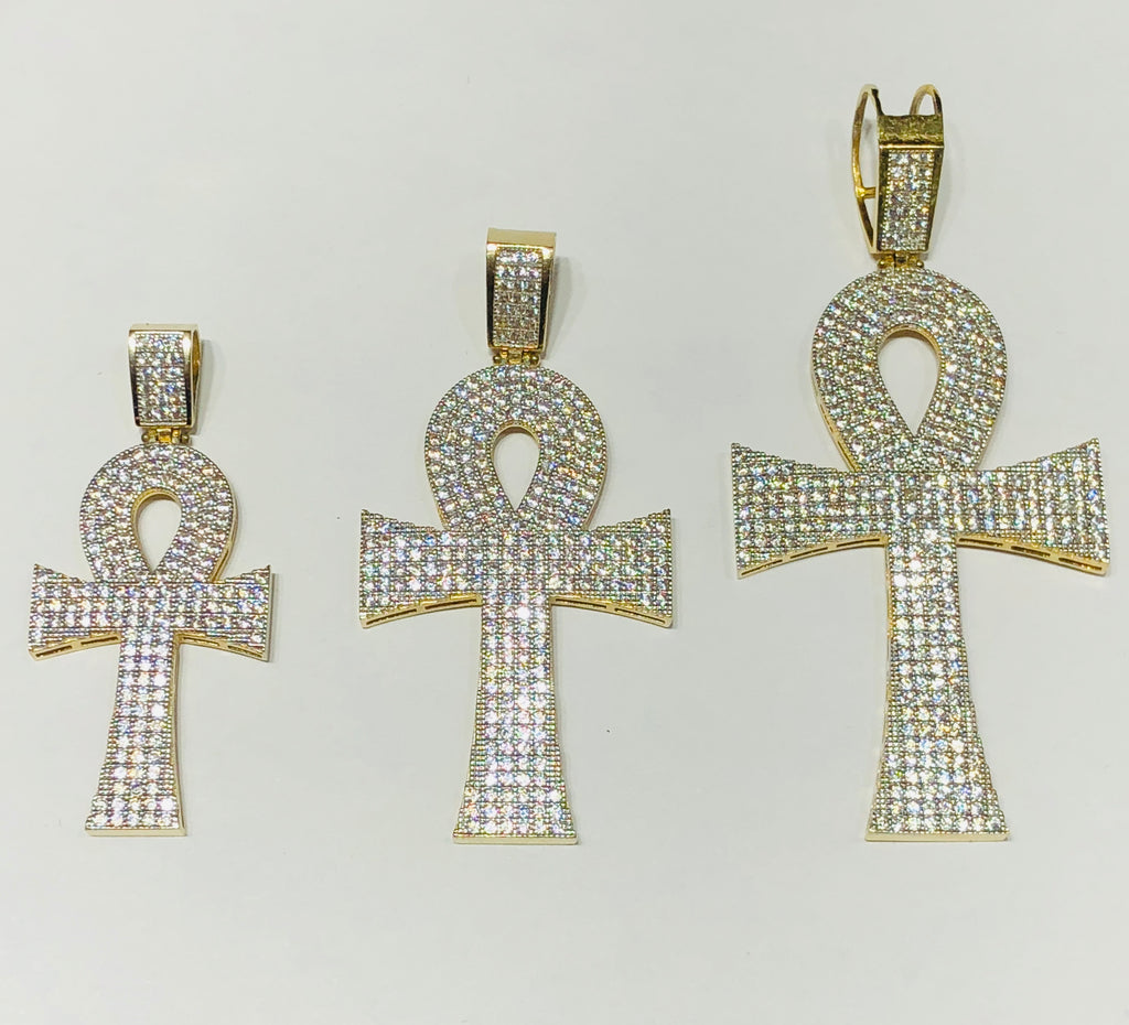 Iced-Out Ankh Pendant 14K – Popular Jewelry