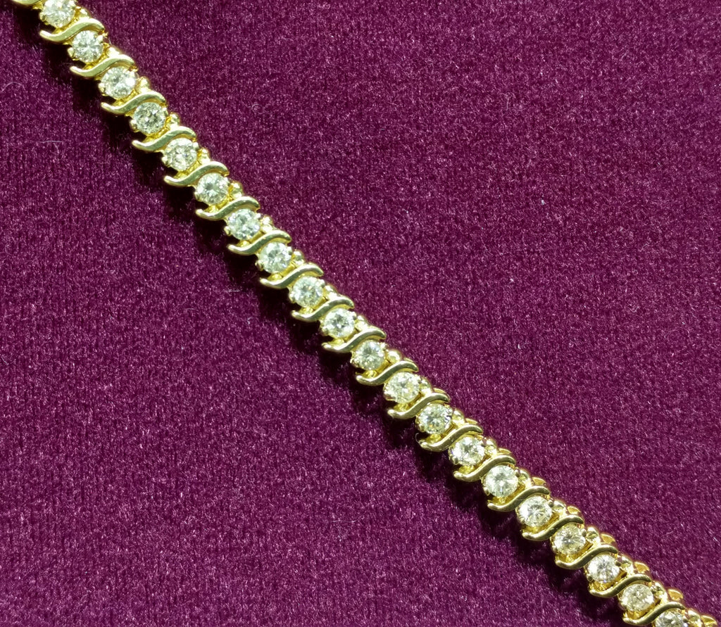Diamond Tennis Bracelet (S-link) (14K) – Popular Jewelry