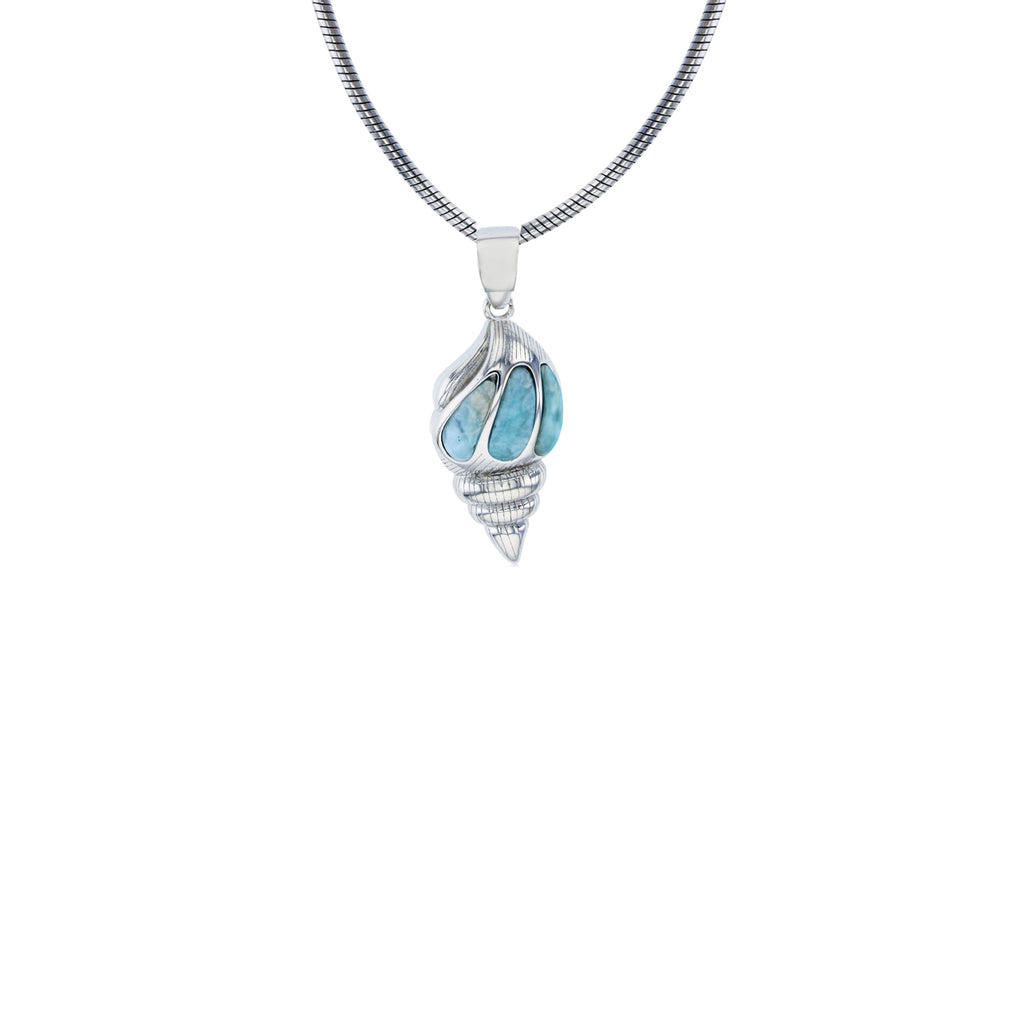 Larimar Seashell Snake Necklace (Silver) – Popular Jewelry