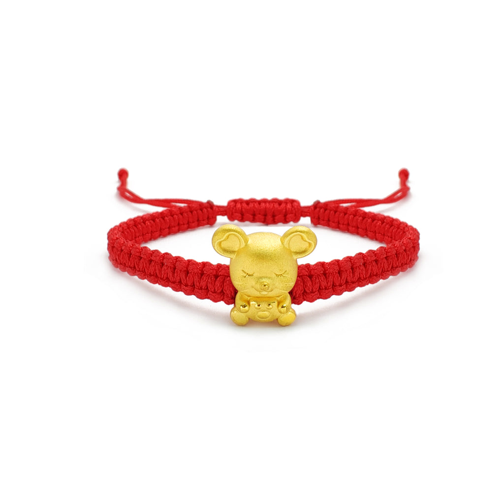 Rauhallinen rotan kiinalainen horoskooppimerkki punainen kielinen rannekoru  (24K) Popular Jewelry