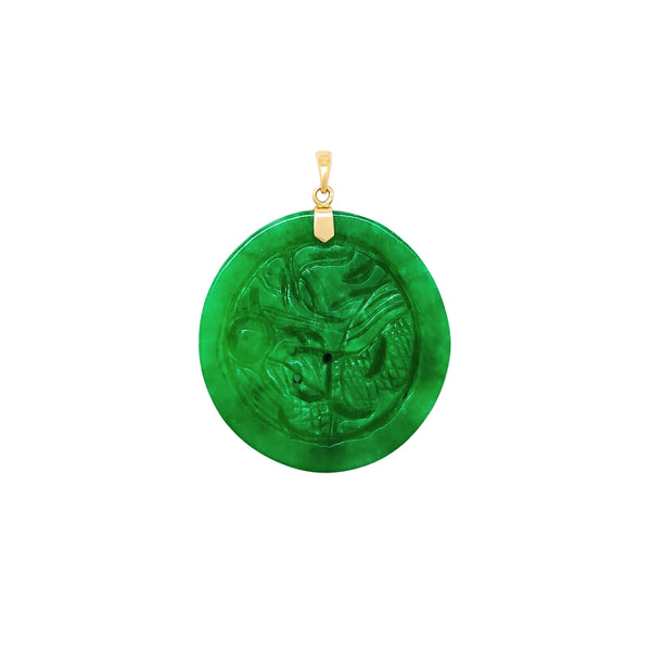 Buy Gold Plated Green/ Purple Jade Dragon, Phoenix Circle Disc Pendant  Necklace, Lucky Gift Online in India - Etsy