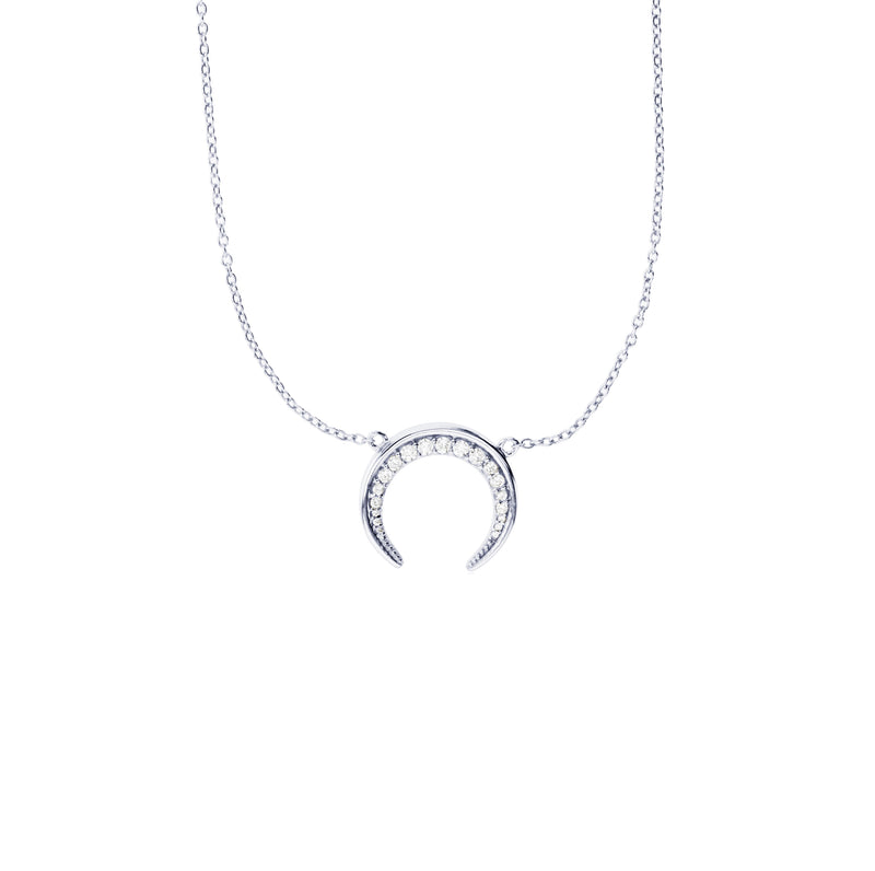 upside down crescent moon necklace silver