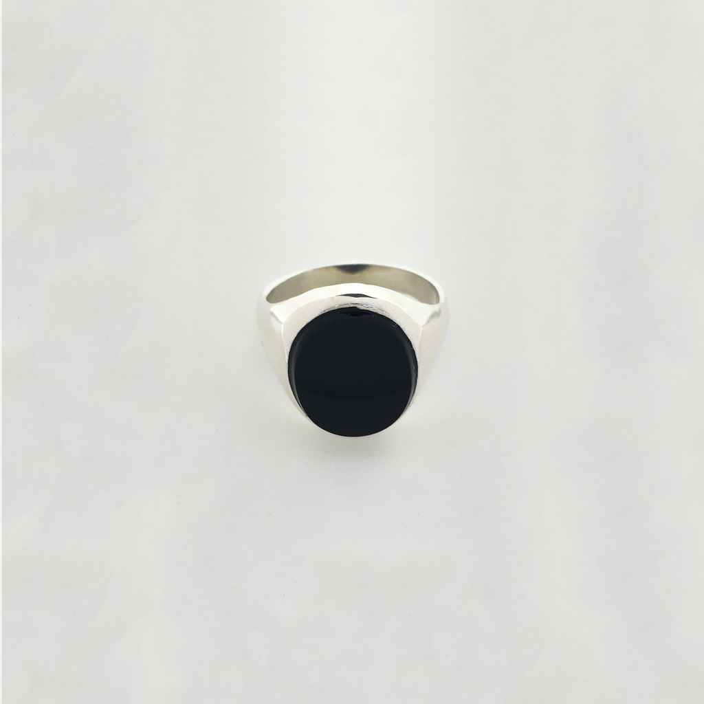 Oval Black Onyx Ring (Silver) – Popular Jewelry