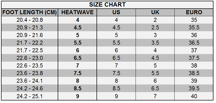 HeatwaveShoes.my | HEATWAVE SHOES - SIZE GUIDE – Heatwave Shoes Johor Bahru