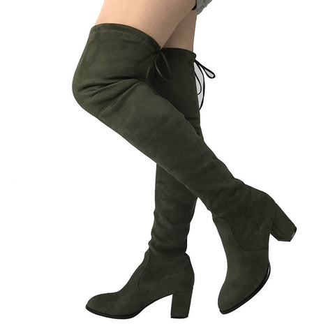 knee high boots thick heel