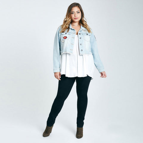 plus size short denim jacket