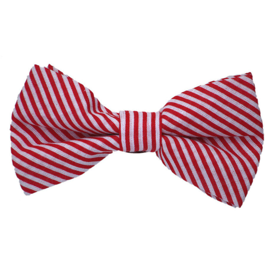 Red and White Stripe Cotton Bow Tie – Born To Love Clothing
