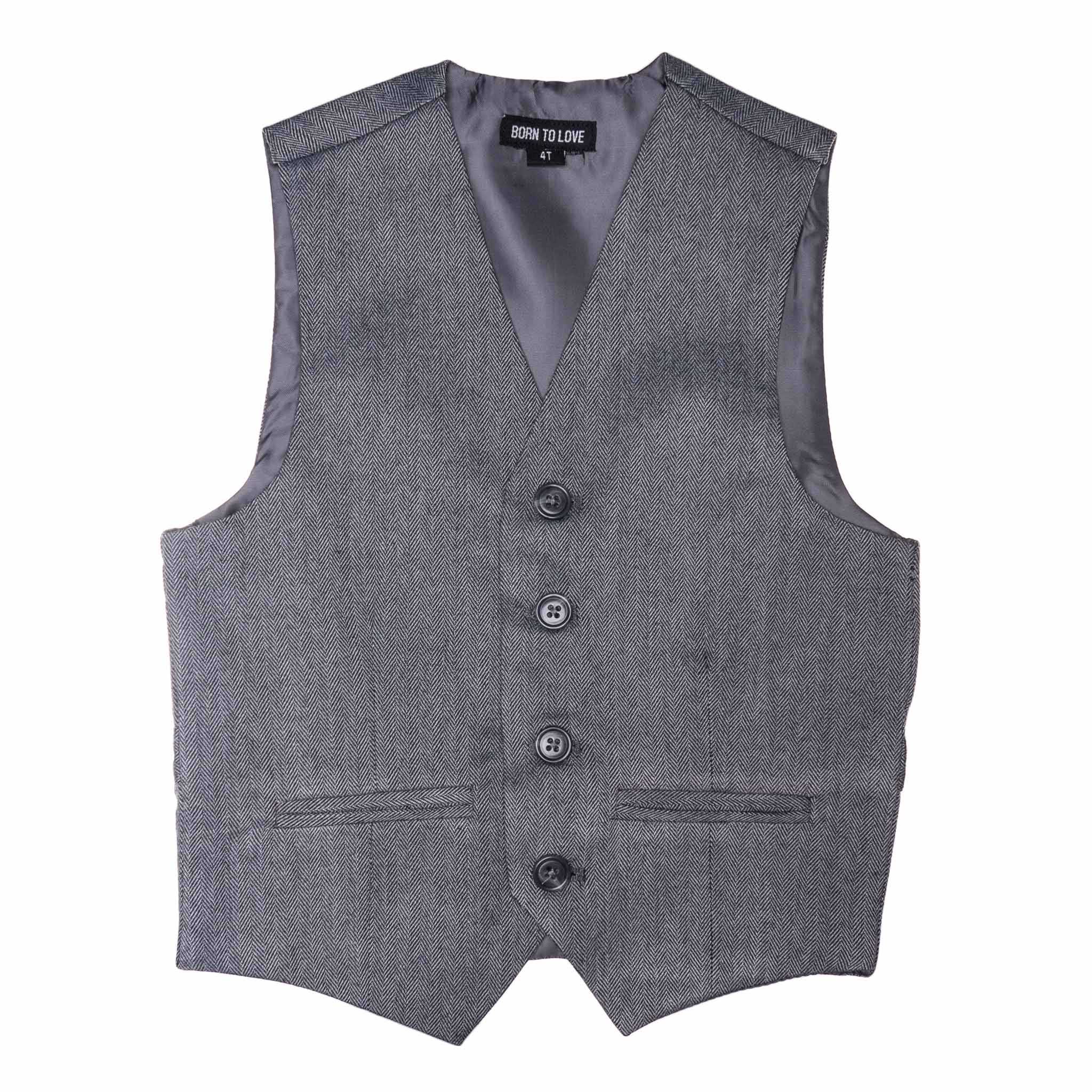 Grey Herringbone Born To Love Kids Vest Wedding Fashion – Born To Love ...