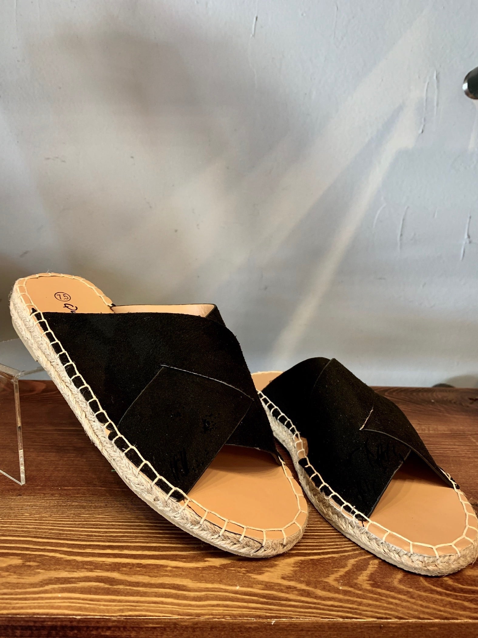 criss cross espadrille slides