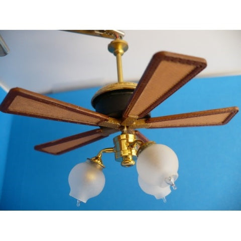 Savannah Working Ceiling Fan Wicker Blade Three Light