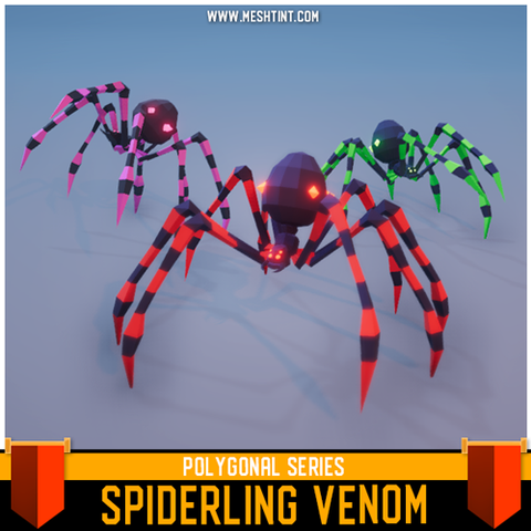 faceted style spider meshtint unity polygonal