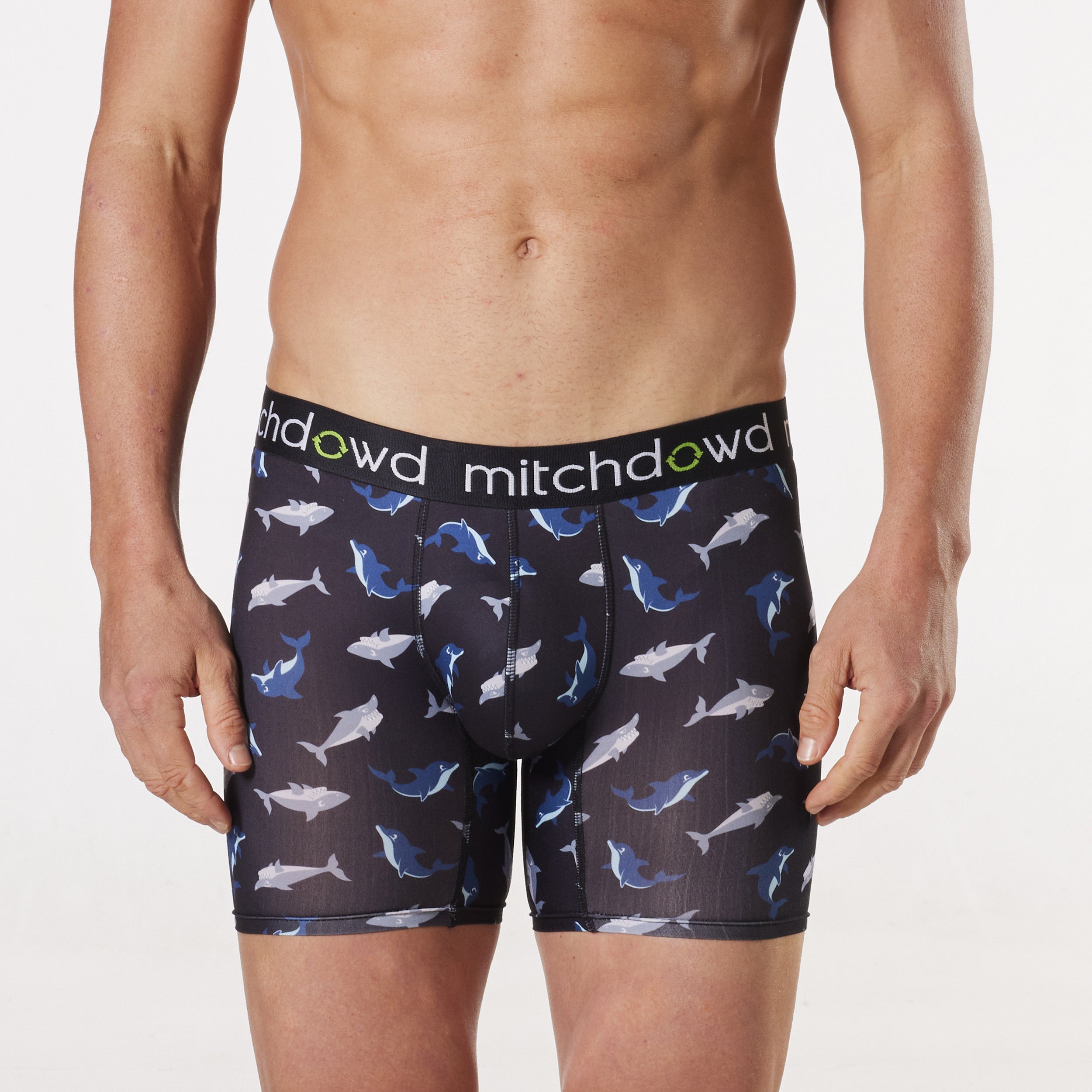 Men's Eco Comfort Shark Vs Dolphin Recycled Repreve® Polyester Long Leg Trunk