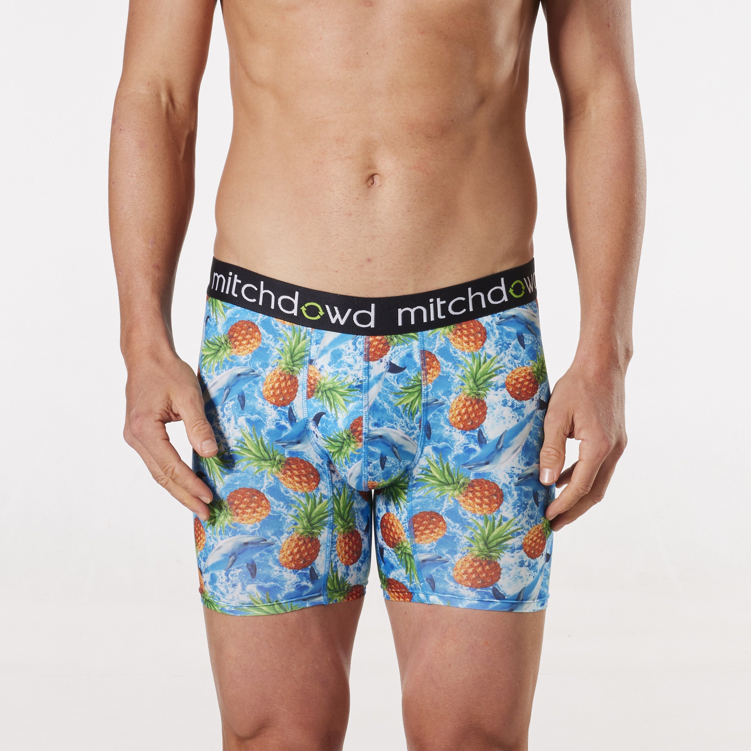 Men's Eco Comfort Pineapples & Dolphins Recycled Repreve® Polyester Long Leg Trunk