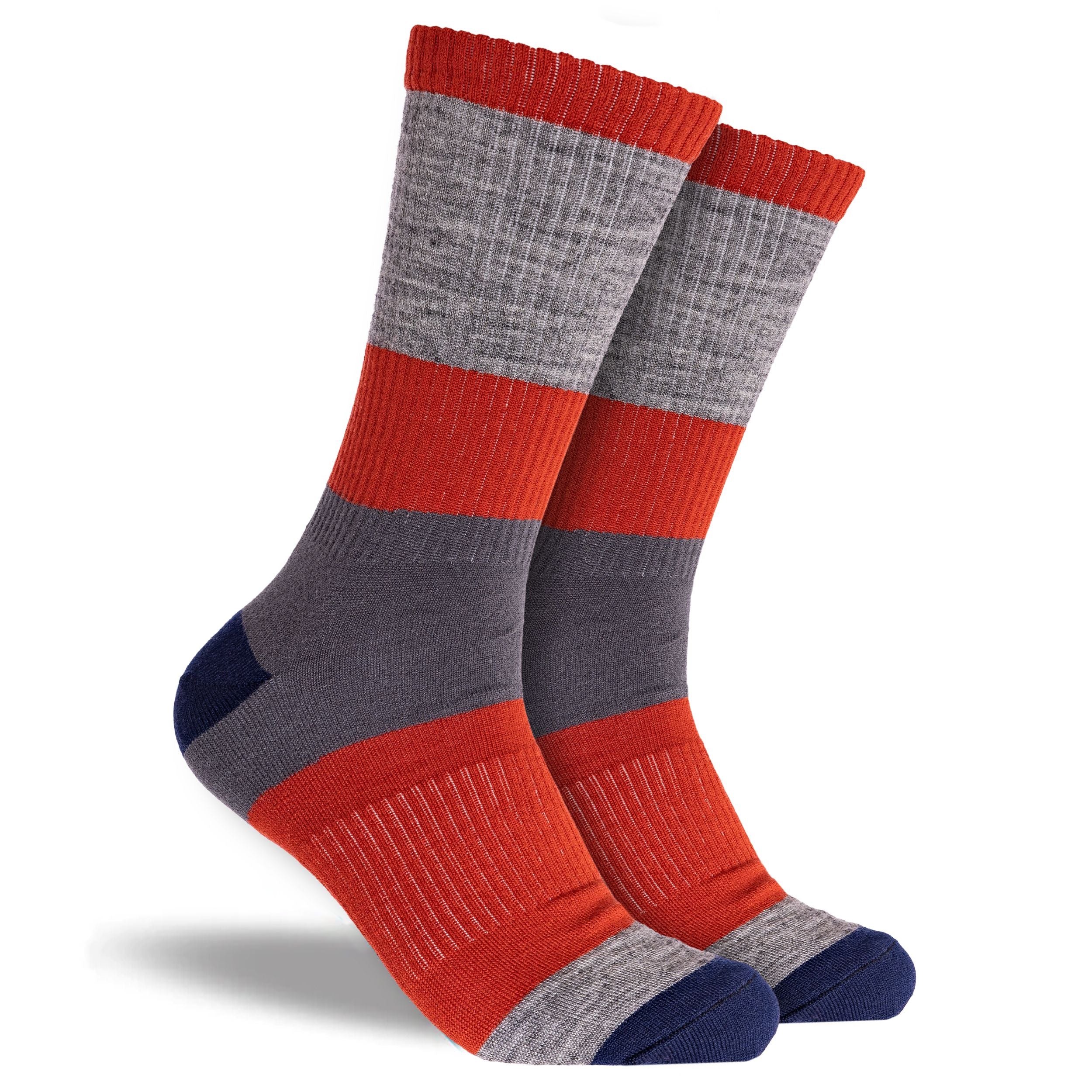 Men's Colour Wool Crew Socks - Rust/Grey e w% e 