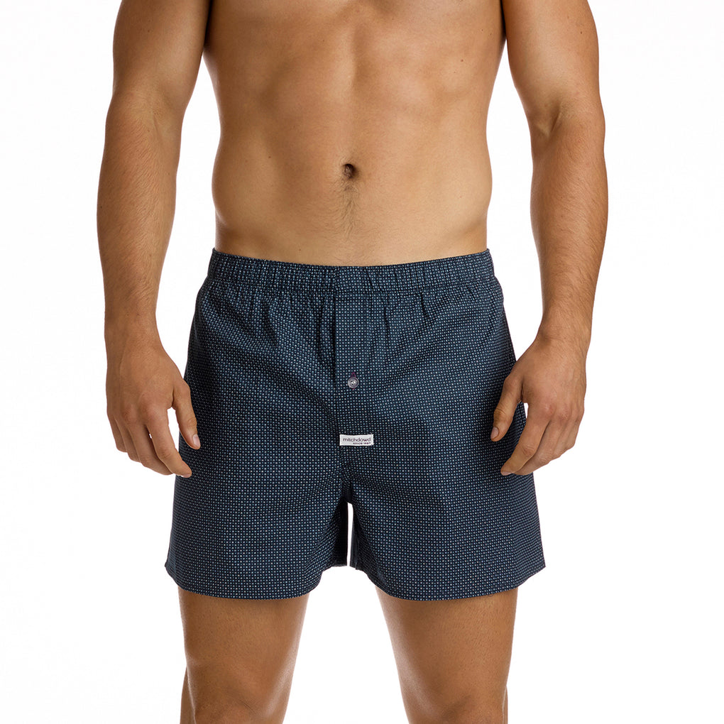 Men's Boxer Shorts - Coby Navy Printed Soft Wash Boxer