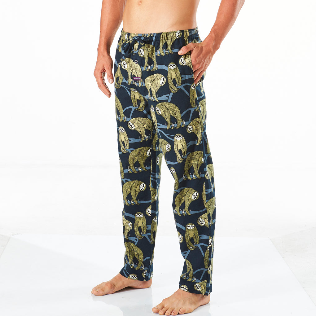Men's Flannel Pyjama Pants - Slothy Sloth