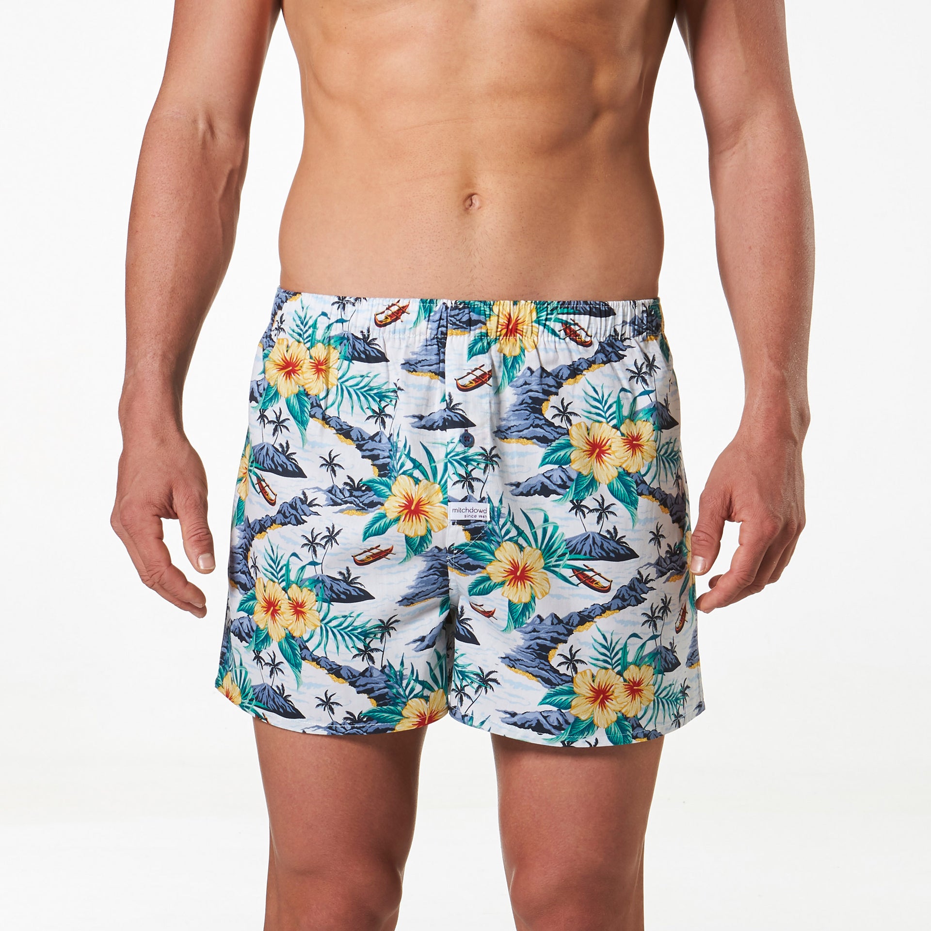 Men's Cotton Boxer Shorts - Vintage Hawaiian