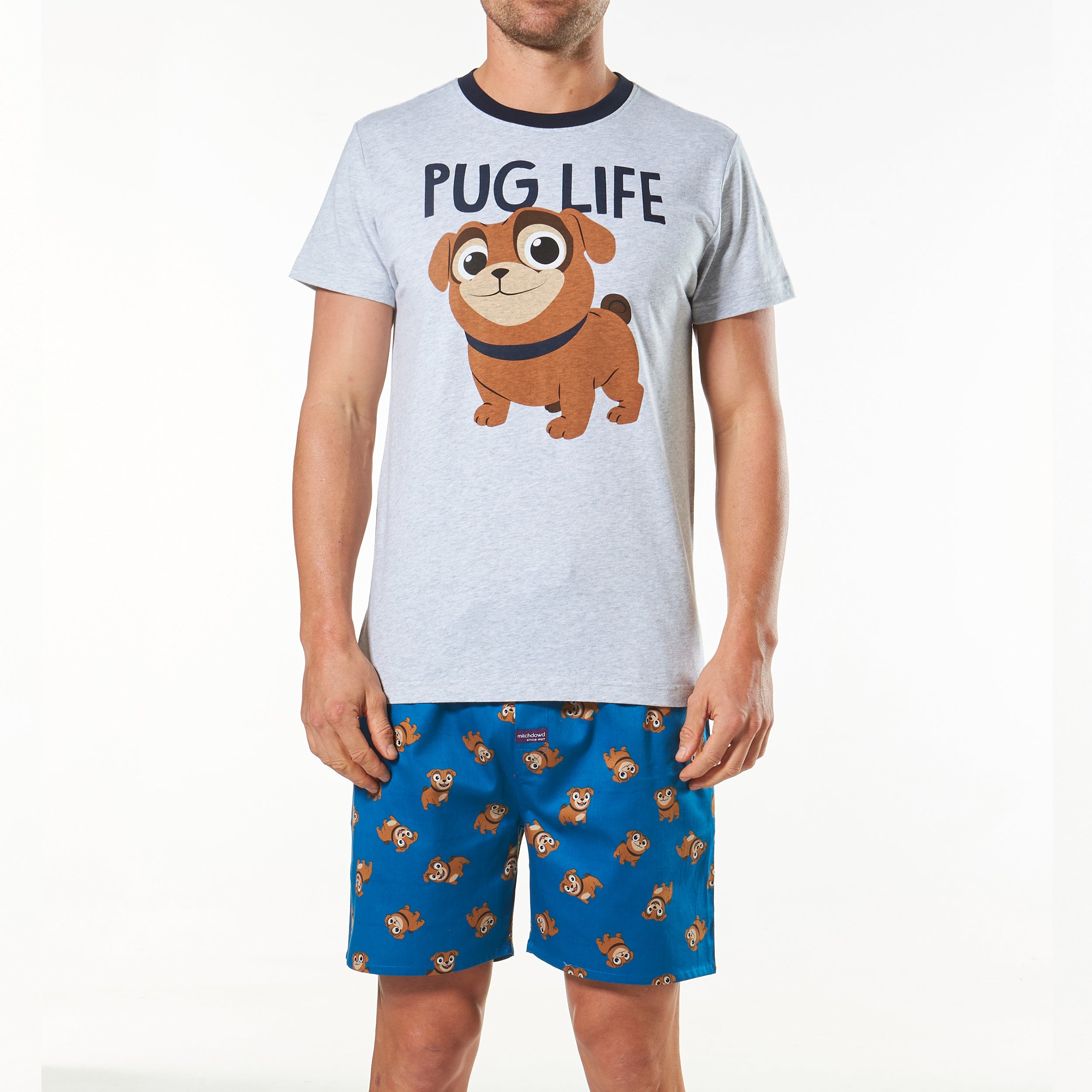 Men's Pug Life Printed Pyjama Set