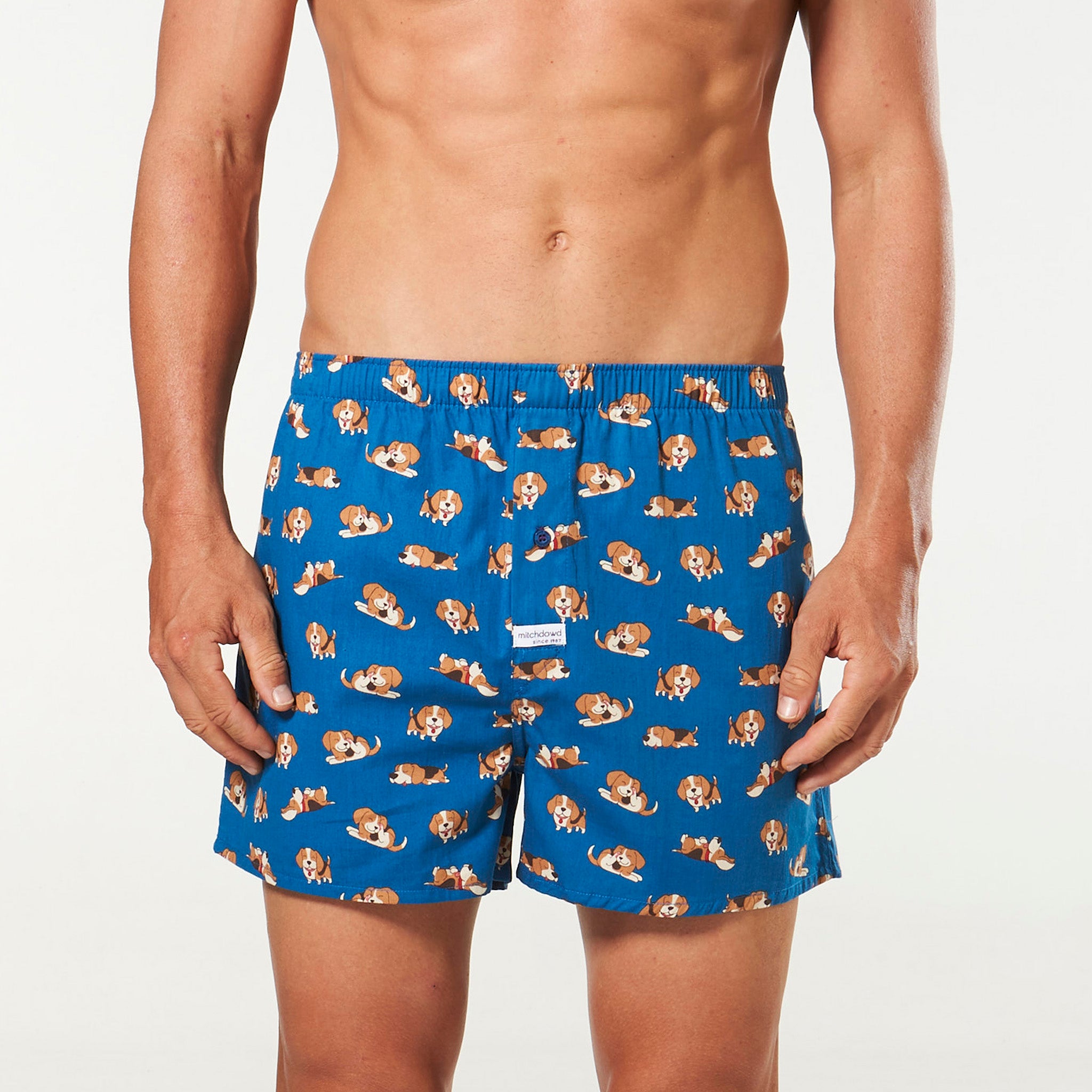 Men's Lazy Beagles Cotton Printed Boxer Shorts