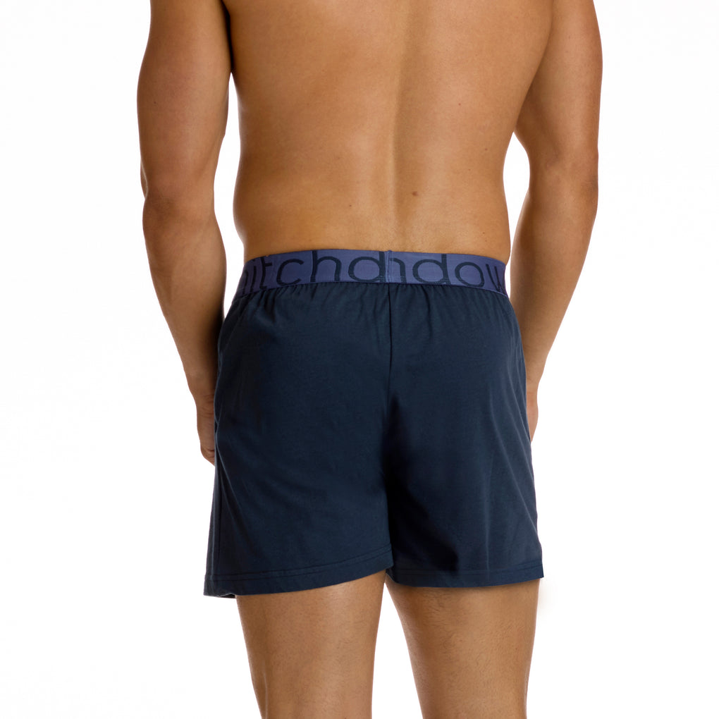 Mens Loose Fit Knit Boxer Short 3 Pack - Navy - Buy Online Today