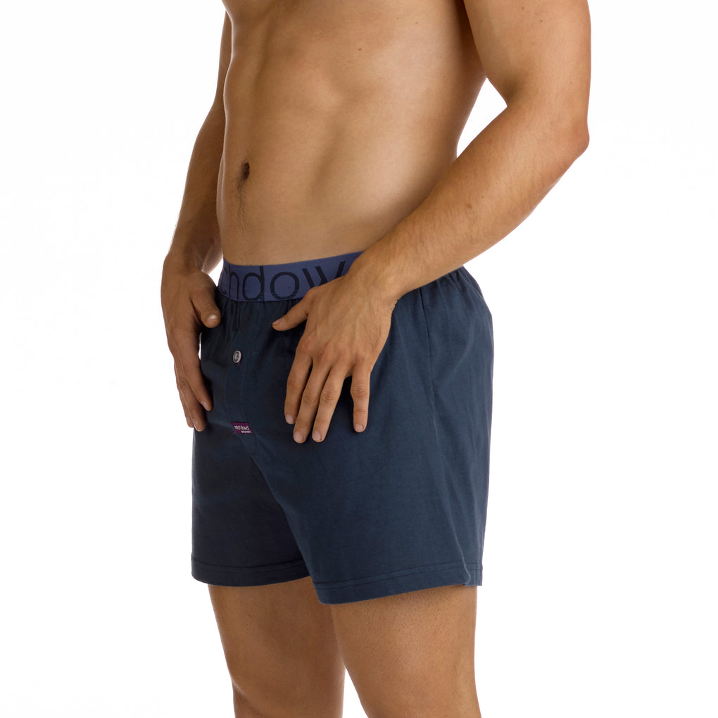 Mens Loose Fit Knit Boxer Short 3 Pack - Navy - Buy Online Today