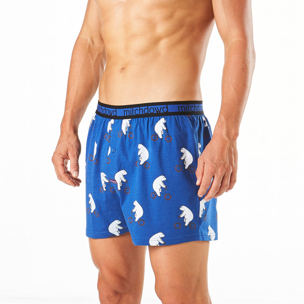 Men's Loose Fit Knit Boxer Shorts Riding Bears