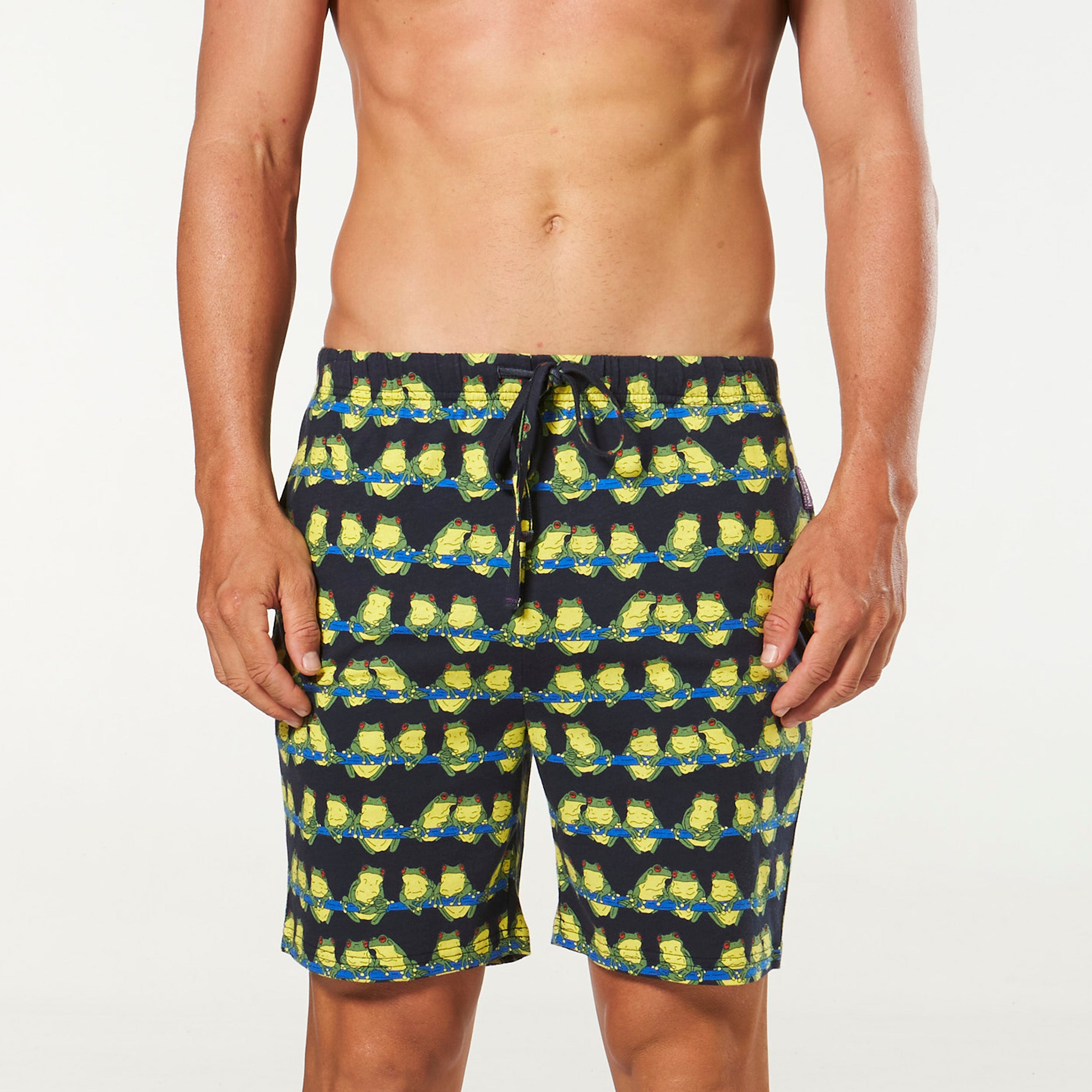 Men's Frog On a Log Cotton Printed Knit Pyjama Shorts