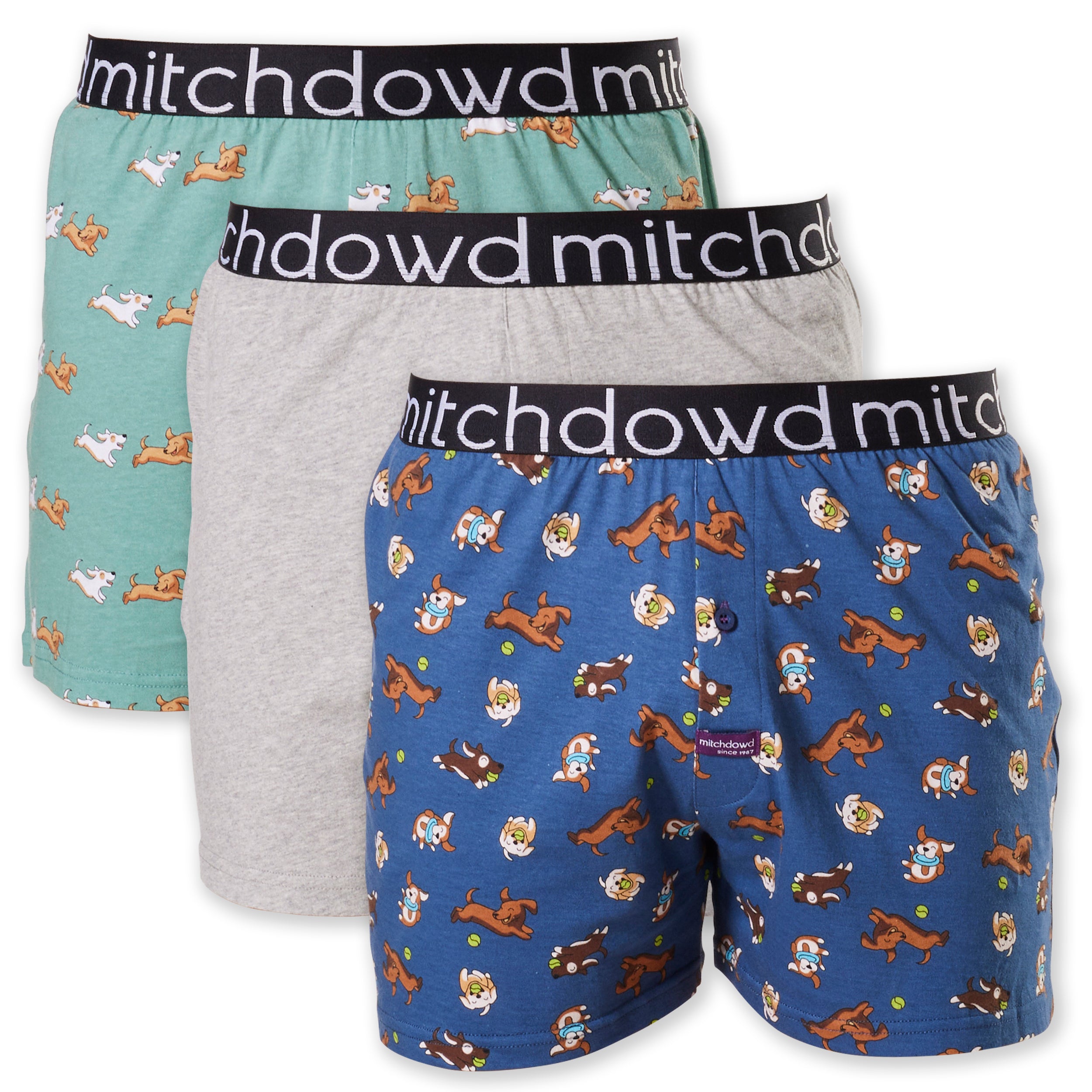 Men's Pups Playtime Cotton Loose Fit Knit Boxer Shorts 3 Pack tchdowd *,Al 'hllchdowd Q,' : ELur 11-7*" 