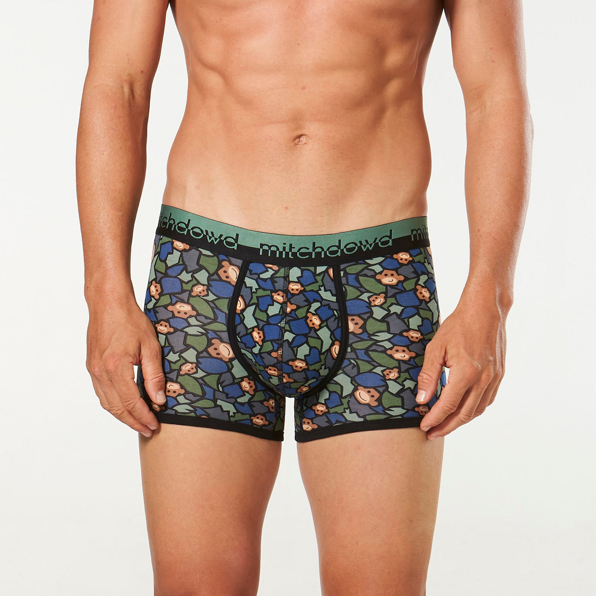 Men's Camo Monkey Bamboo Printed Fitted Trunks