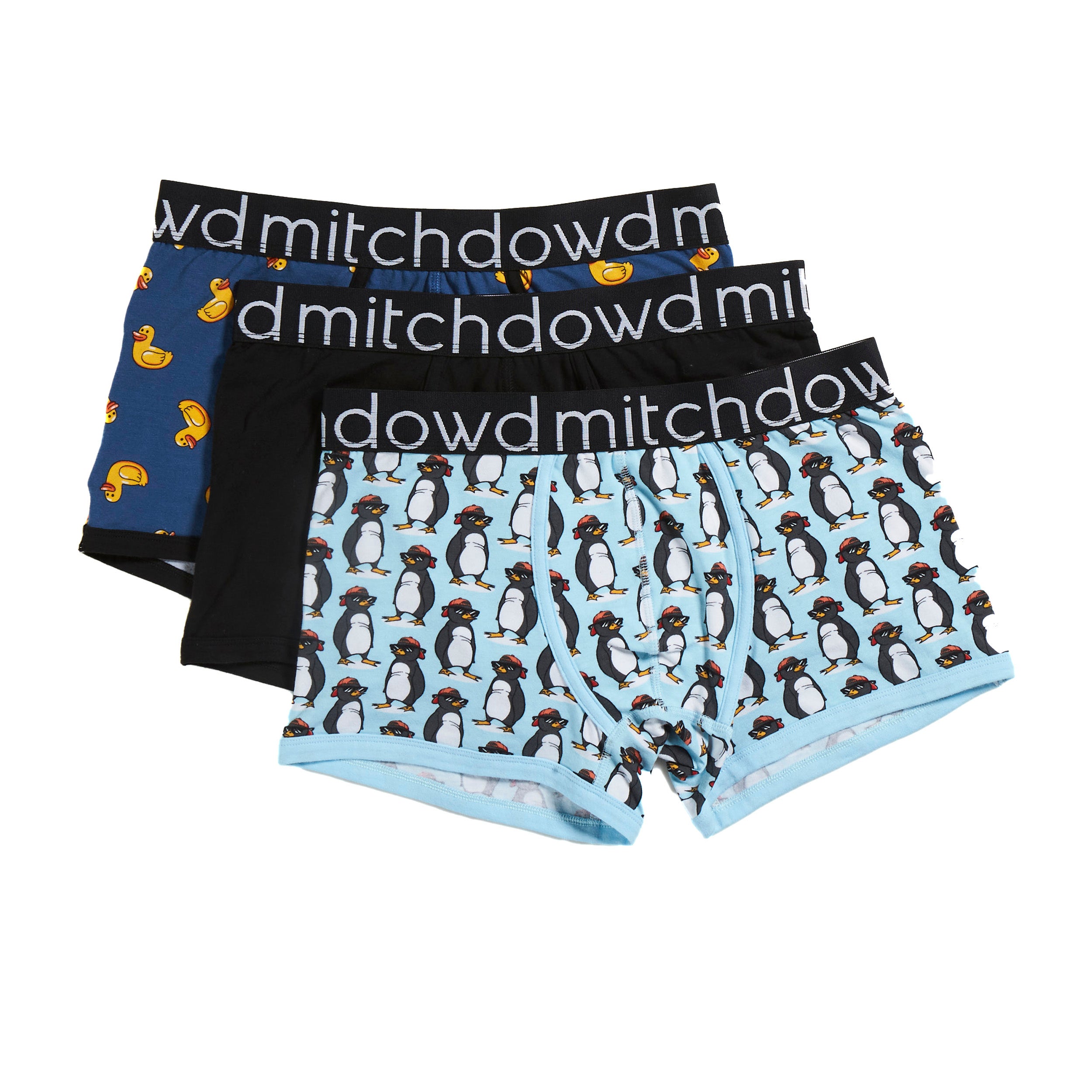 Men's Cool Penguin Cotton Printed Mid-Fit Trunks 3 Pack A ddmltrhdnd mitchdowd Mt dmxd rP ;C,hdo 