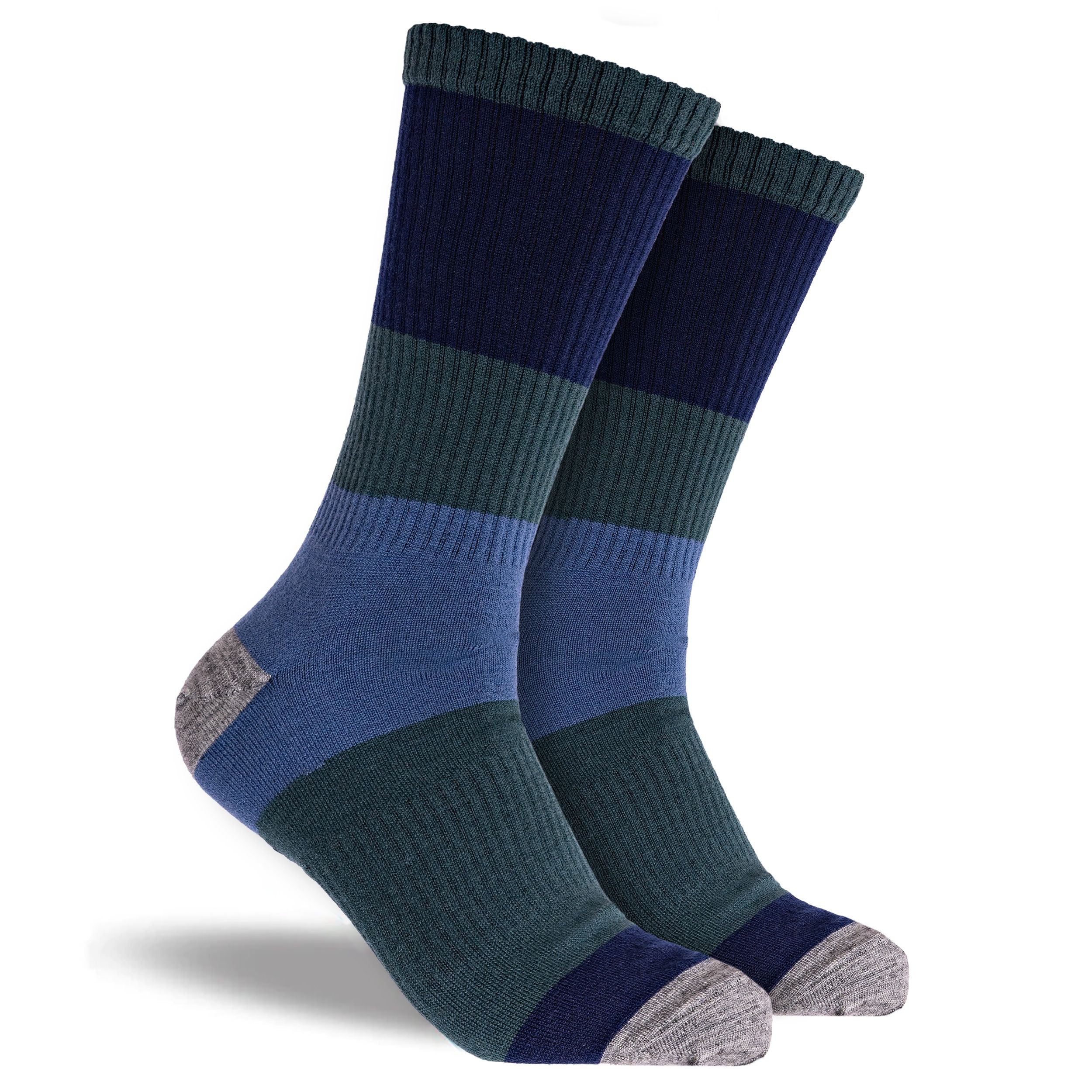 Men's Colour Wool Crew Socks - Navy/Green