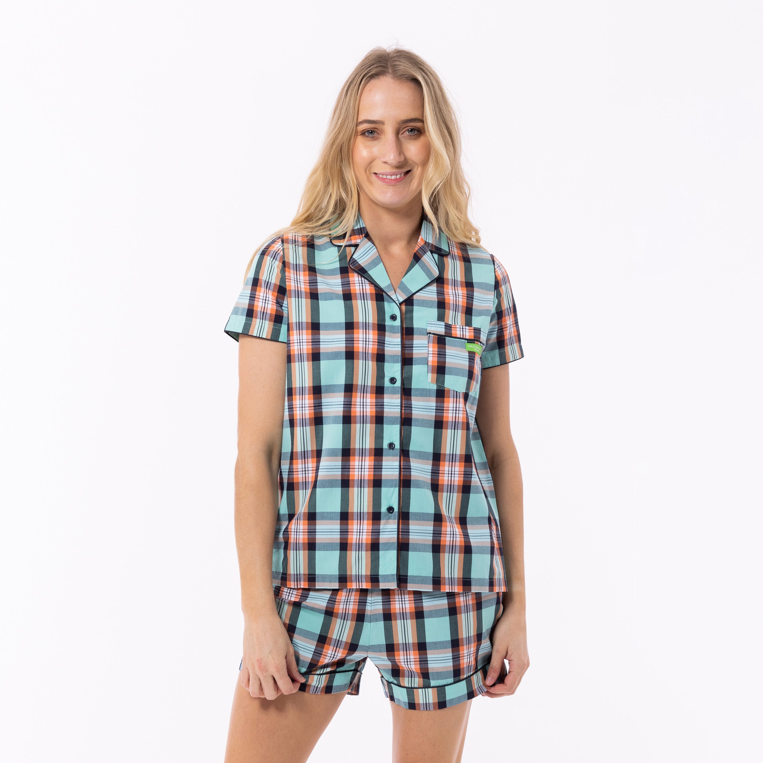 Women's Beachy Check Woven Shortie Pyjama Set ni m 1! - I! f 