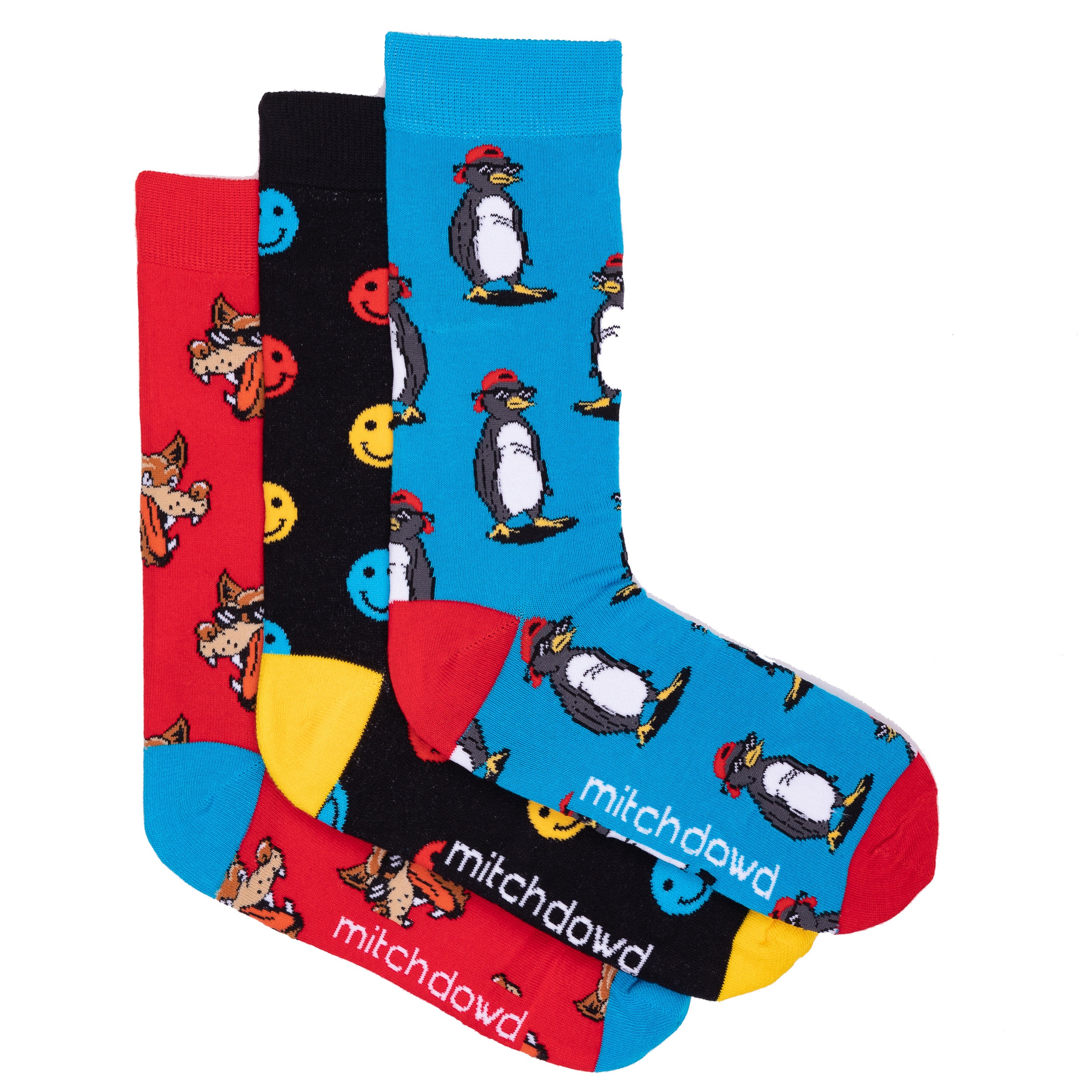 Men's Cool Penguin Cotton Crew Socks 3 Pack