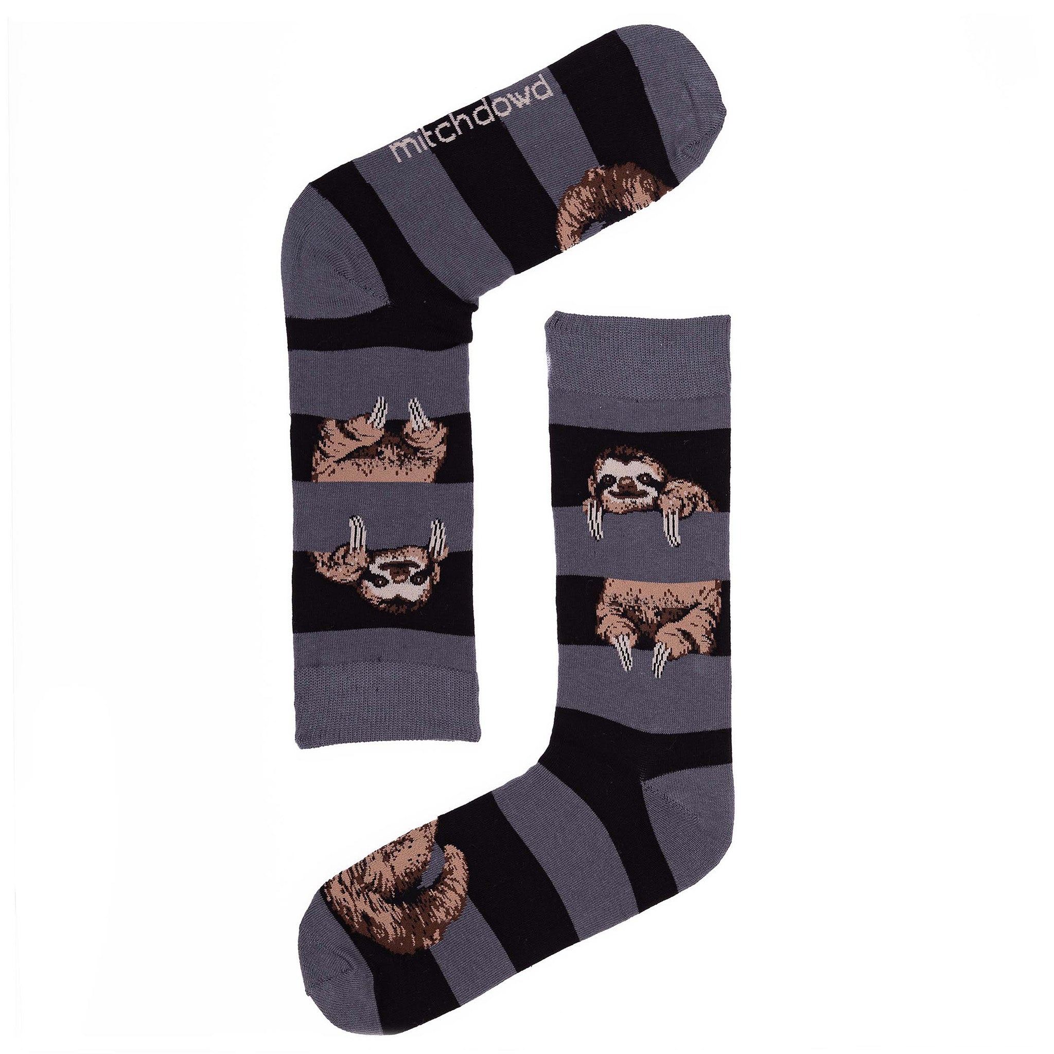 Men's Sloth Stripe Cotton Crew Socks