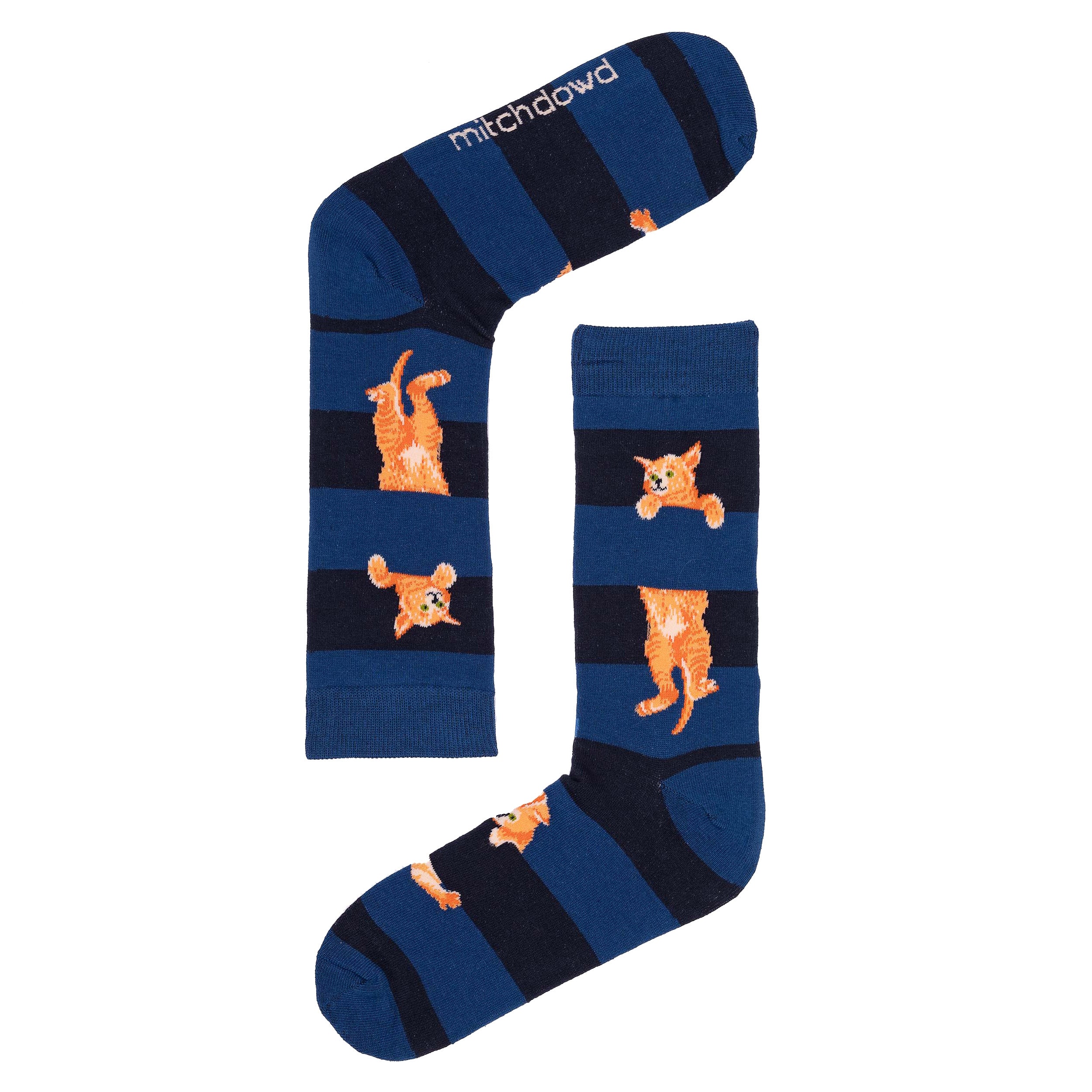 Men's Cat Stripe Cotton Crew Socks
