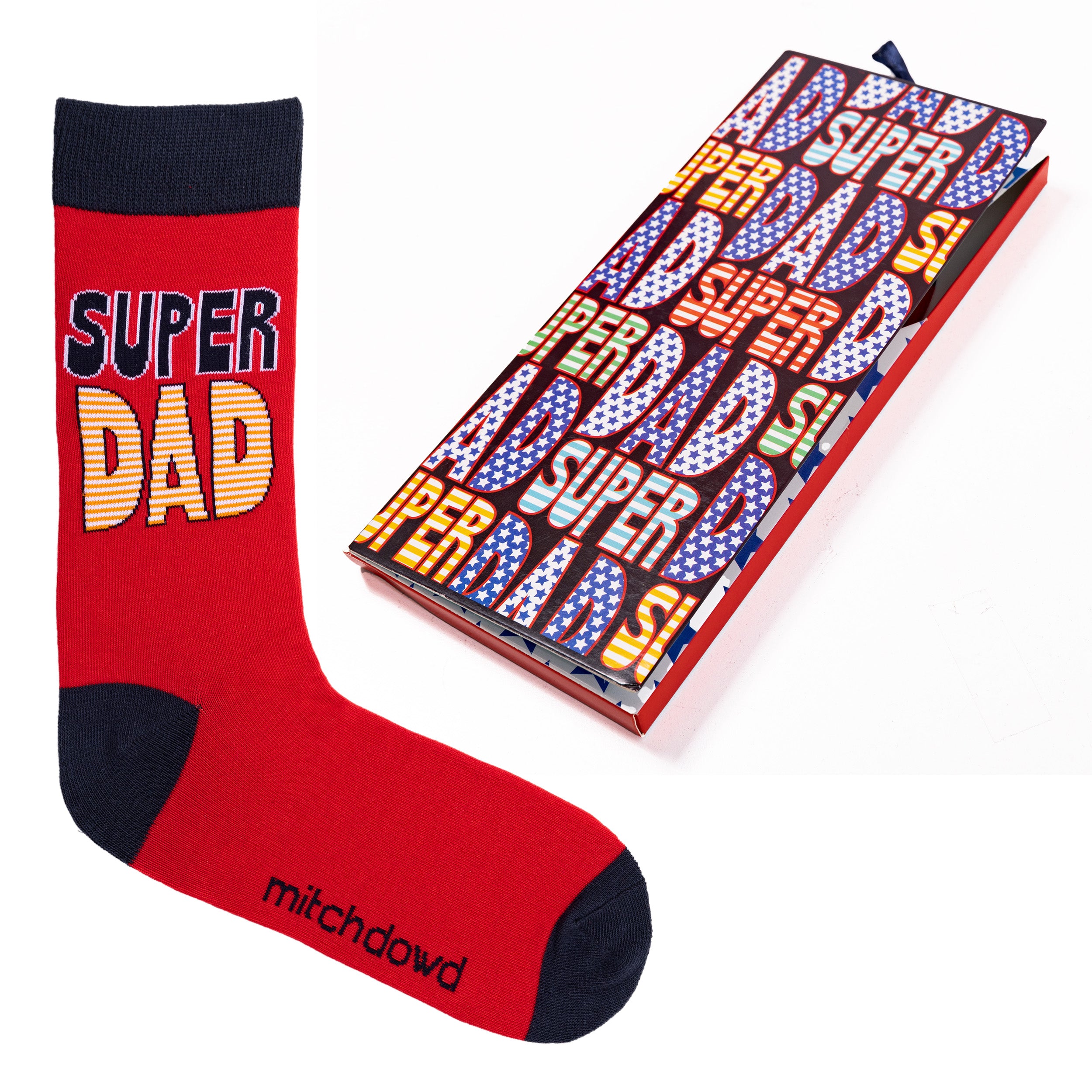 Men's Super Dad Star Cotton Crew Socks Gift Box